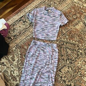 Divided Pastel Patterned Skirt Set